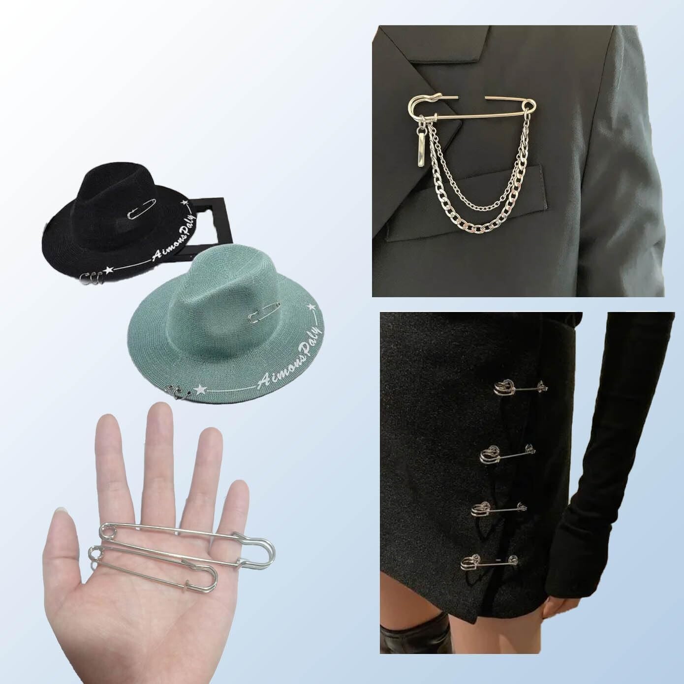 20PCS Large Safety Pins, 4Inch and 3Inch Heavy Duty Safety Pins for Fashion ...