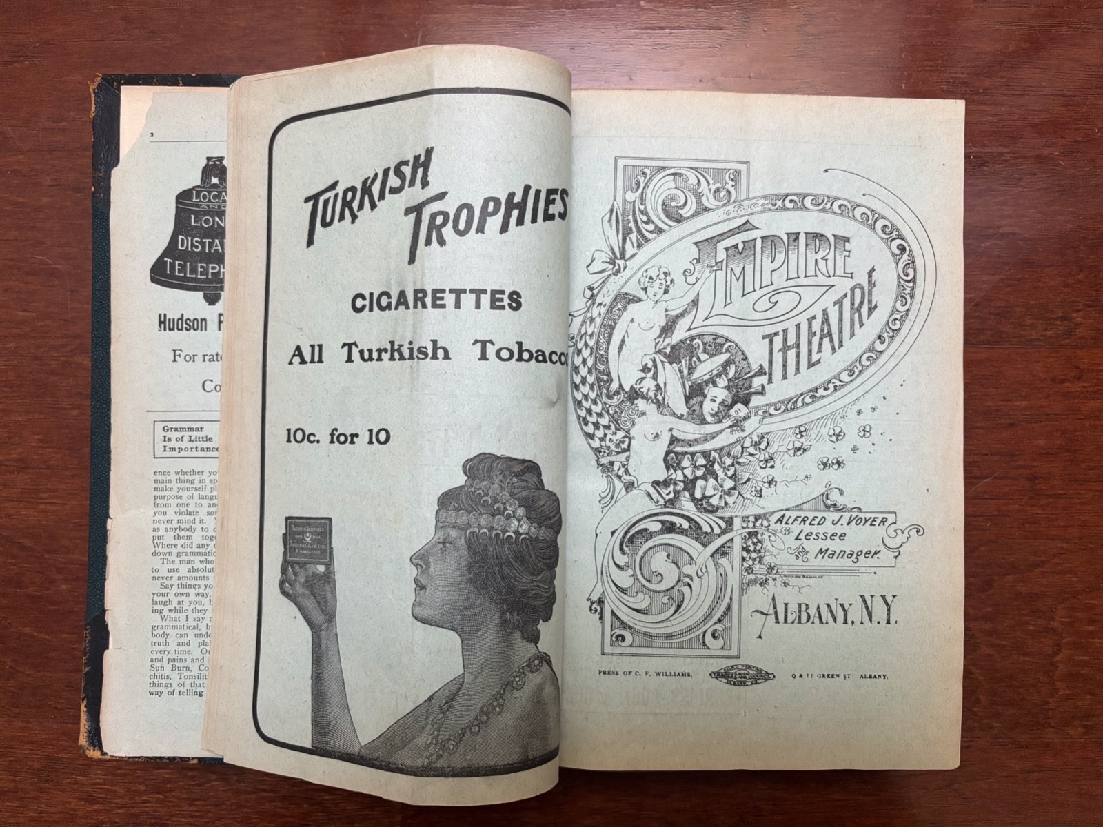 ANTIQUE THEATRE PROGRAMS 1901-1905 - 45 BOUND IN A BOOK MANY THEATRES BARRYMORE