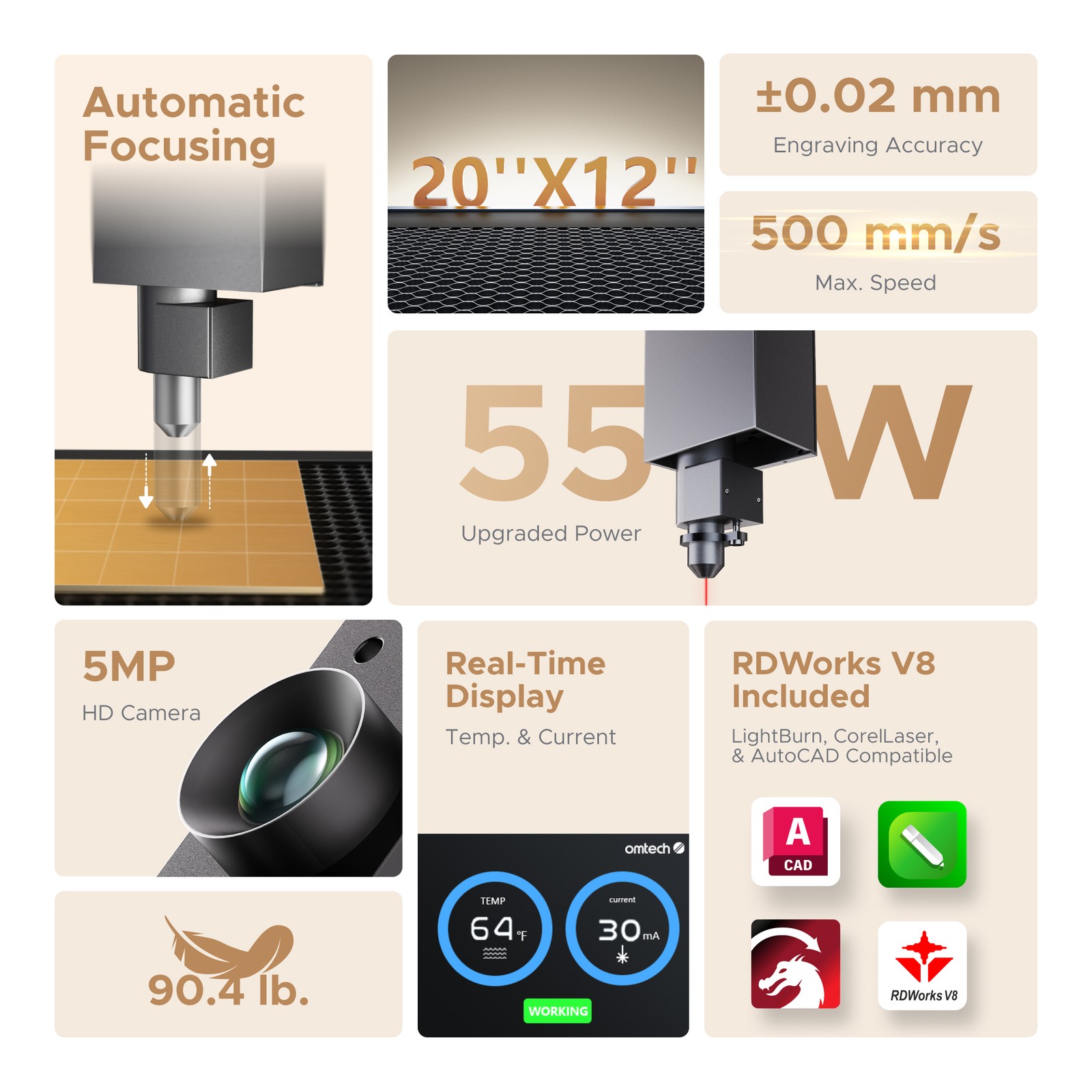 Secondhand Polar 12×20 55W CO2 Laser Cutter Engraver Engraving Cutting Machine