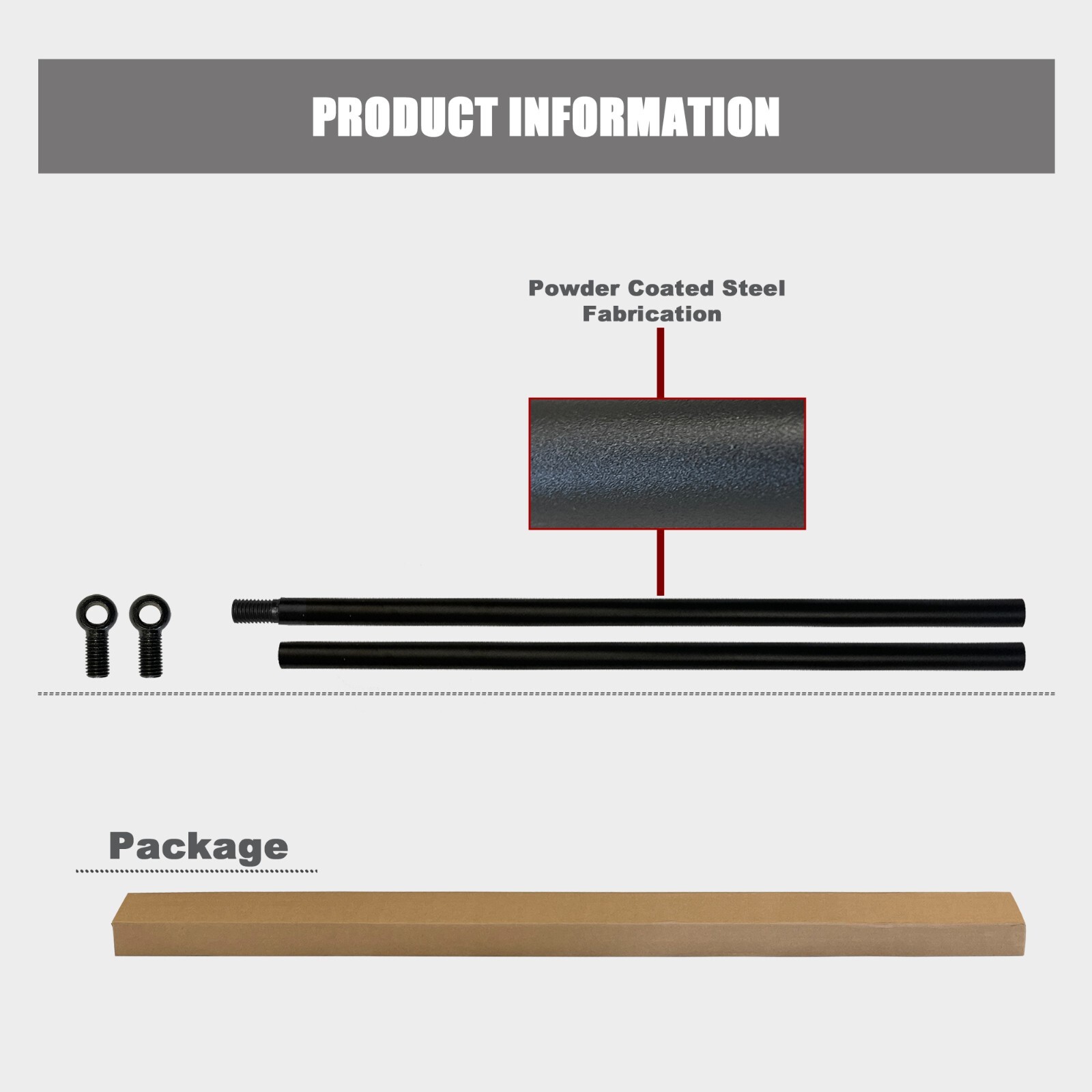 Heavy Duty Weighted Metal Rods with Eye Loops for Pergola Canopy Shade Cover