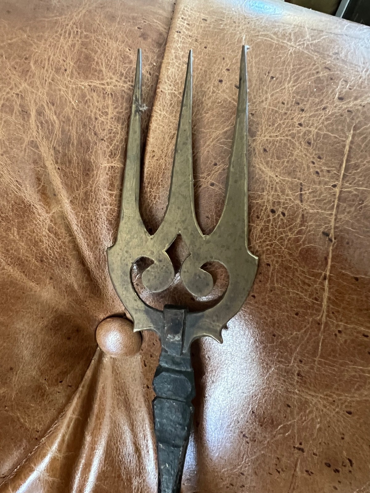 handmade brass firepoker vintage