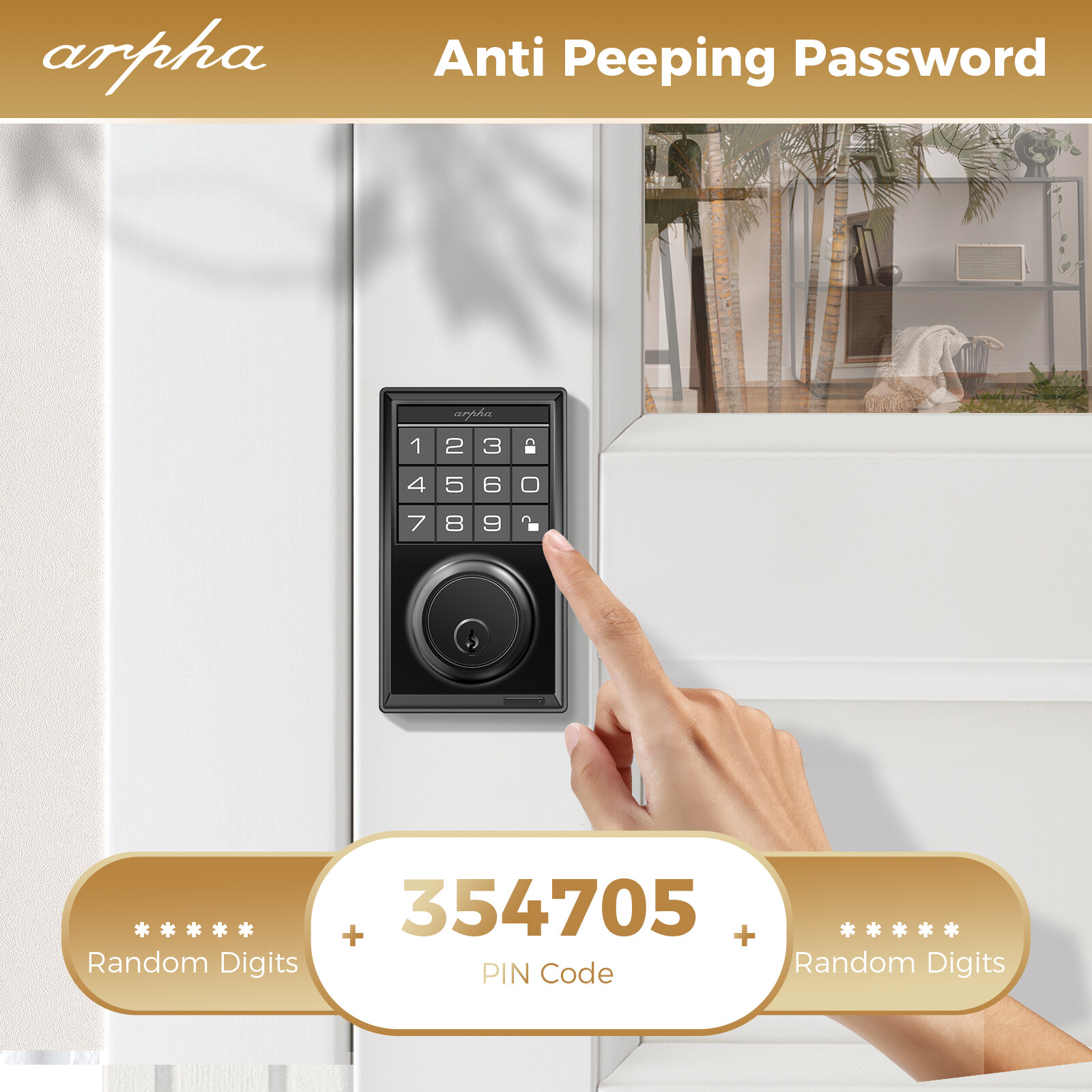 ARPHA D100 Keyless Smart Door Lock Anti-Peeping Password Electronic Keypad Entry
