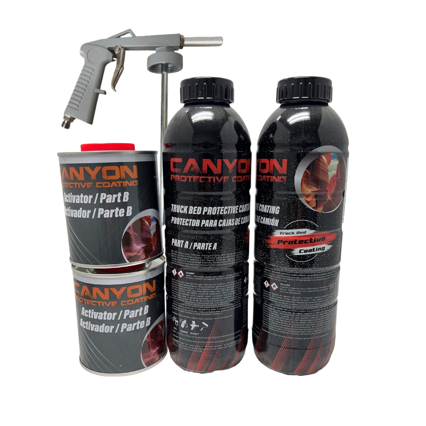 Canyon Acrylic Black Spray-On Truck Bed Liner 2 Liter Kit w/ Spray Gun