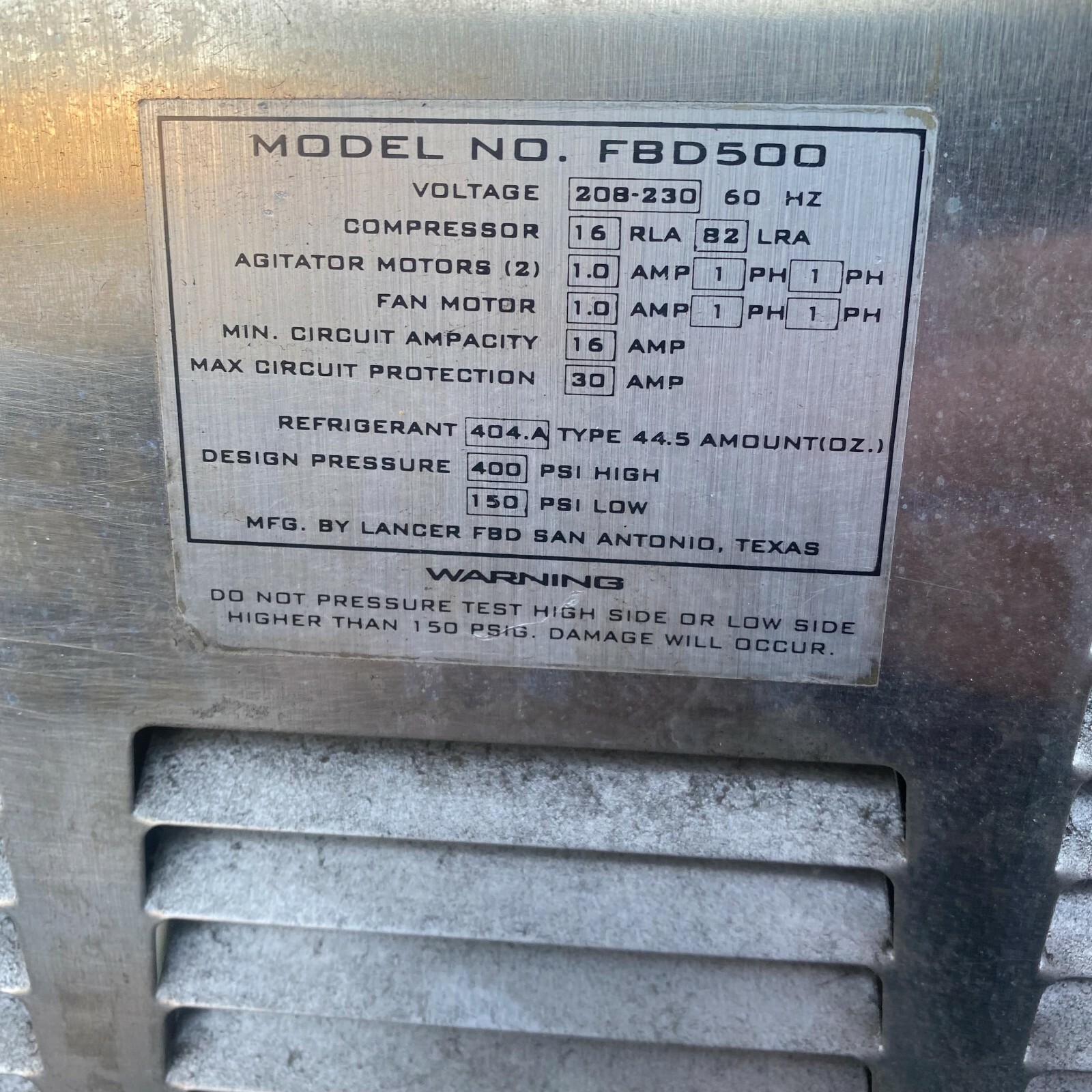 LANCER FBD500 Slushy Frozen Carbonated Beverage Dispenser Control Board Panel