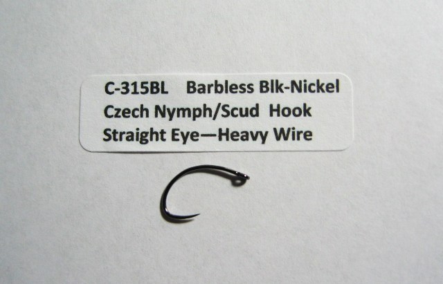 50 Czech Nymph/Scud Hooks-7 Sizes available-Barbless Blk-nkl C-315BL Competition