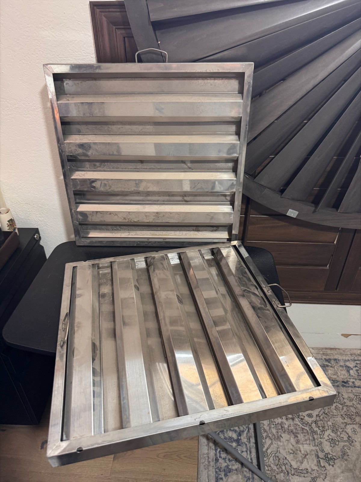 Set of 2 Commercial Hood Baffle Filters Stainless Steel 19.5x19.5x1.5 Unbranded