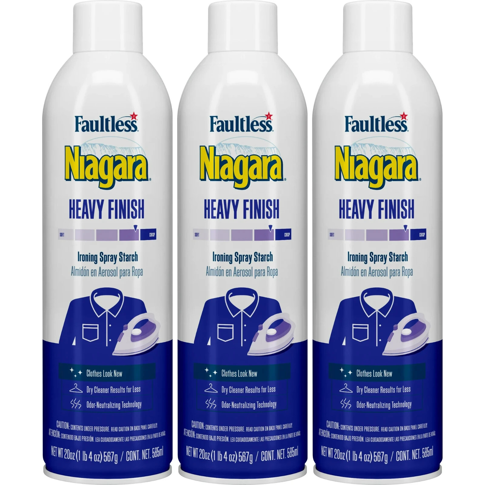 Faultless Niagara Heavy Finish Ironing Spray Starch; Pack of 3 - 20 oz/bottle