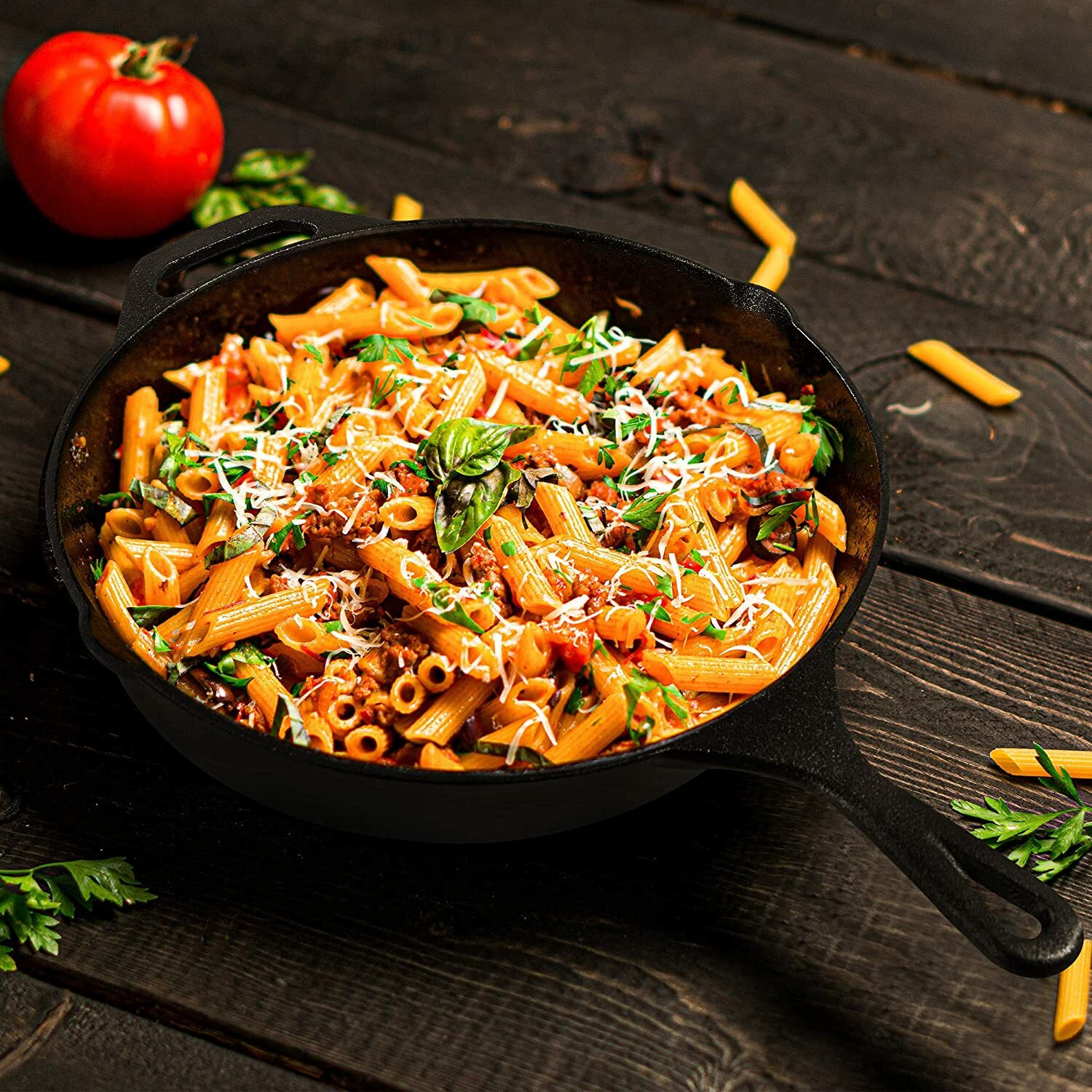 Pre-Seasoned 12.5 Inch Cast Iron Skillet Multipurpose Use by Utopia Kitchen