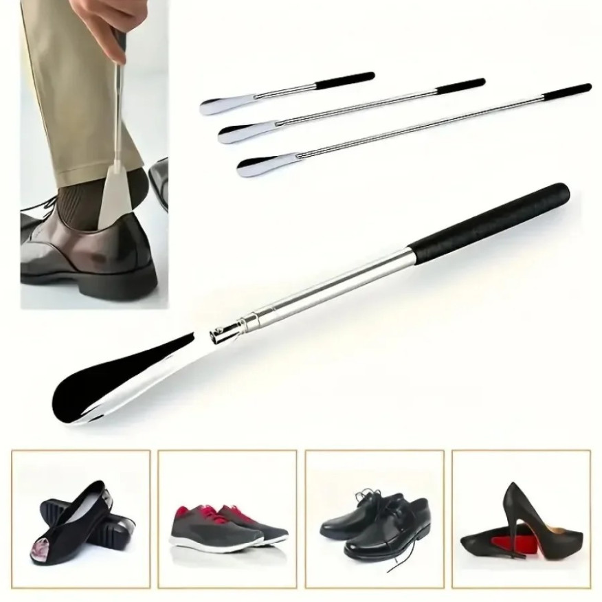 1pc Retractable Stainless Steel Shoe Horn Adjustable Long Handle - NEW
