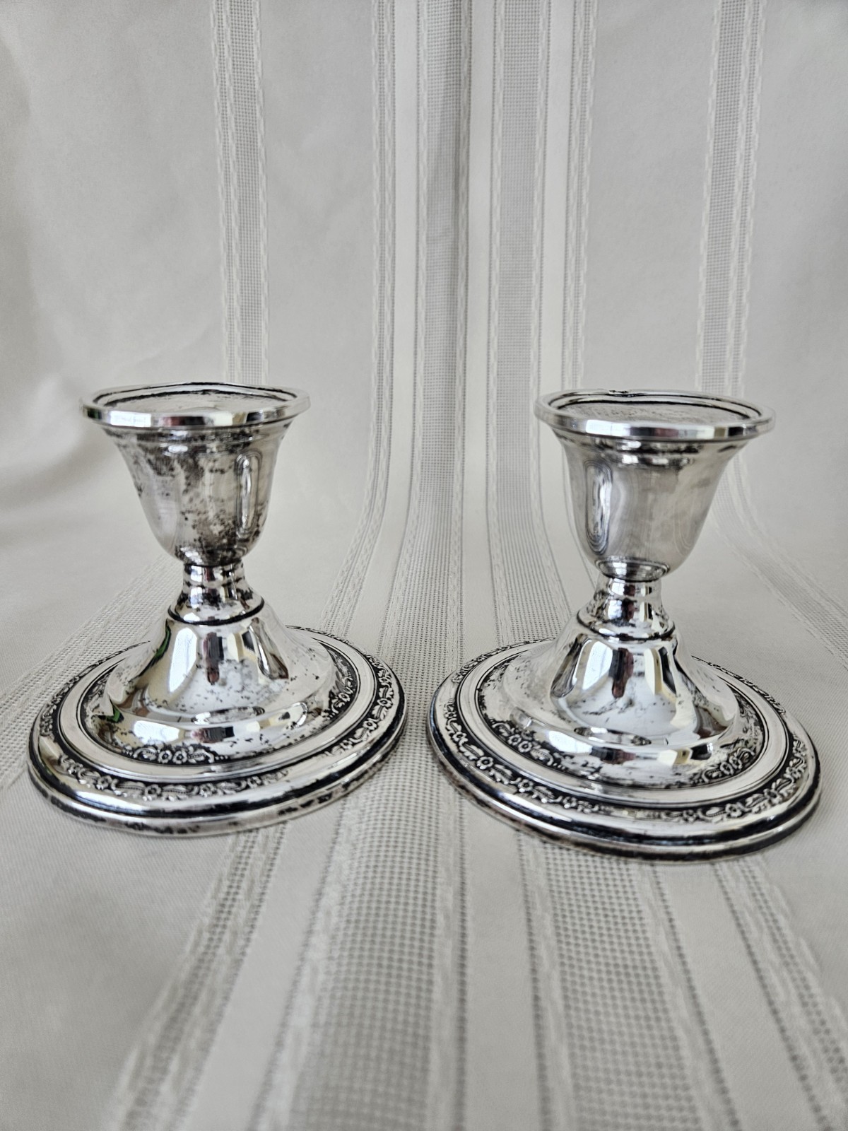 Pair of Mid-Century Courtship International Sterling 3" Candleholders