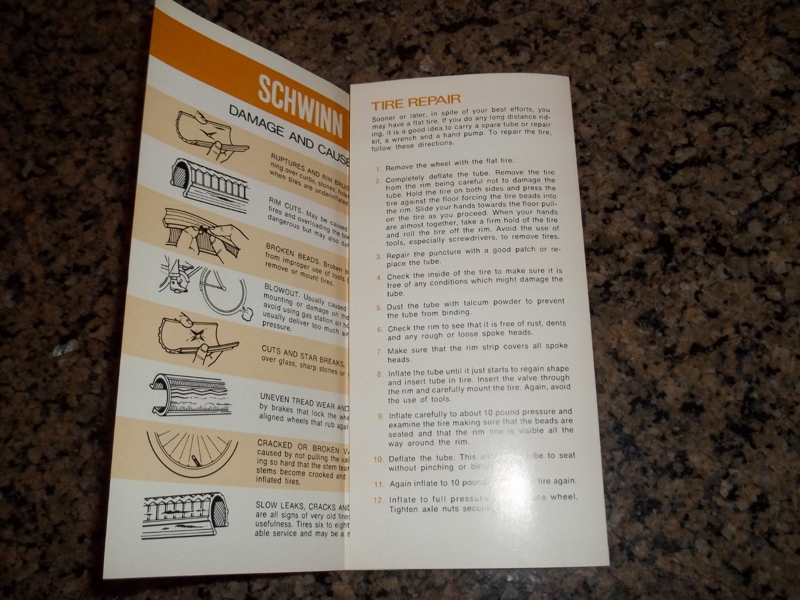 NOS SCHWINN STINGRAY KRATE 1970 TIRE CARE GUIDE ORIGINAL GREAT DISPLAY ITEM NEW