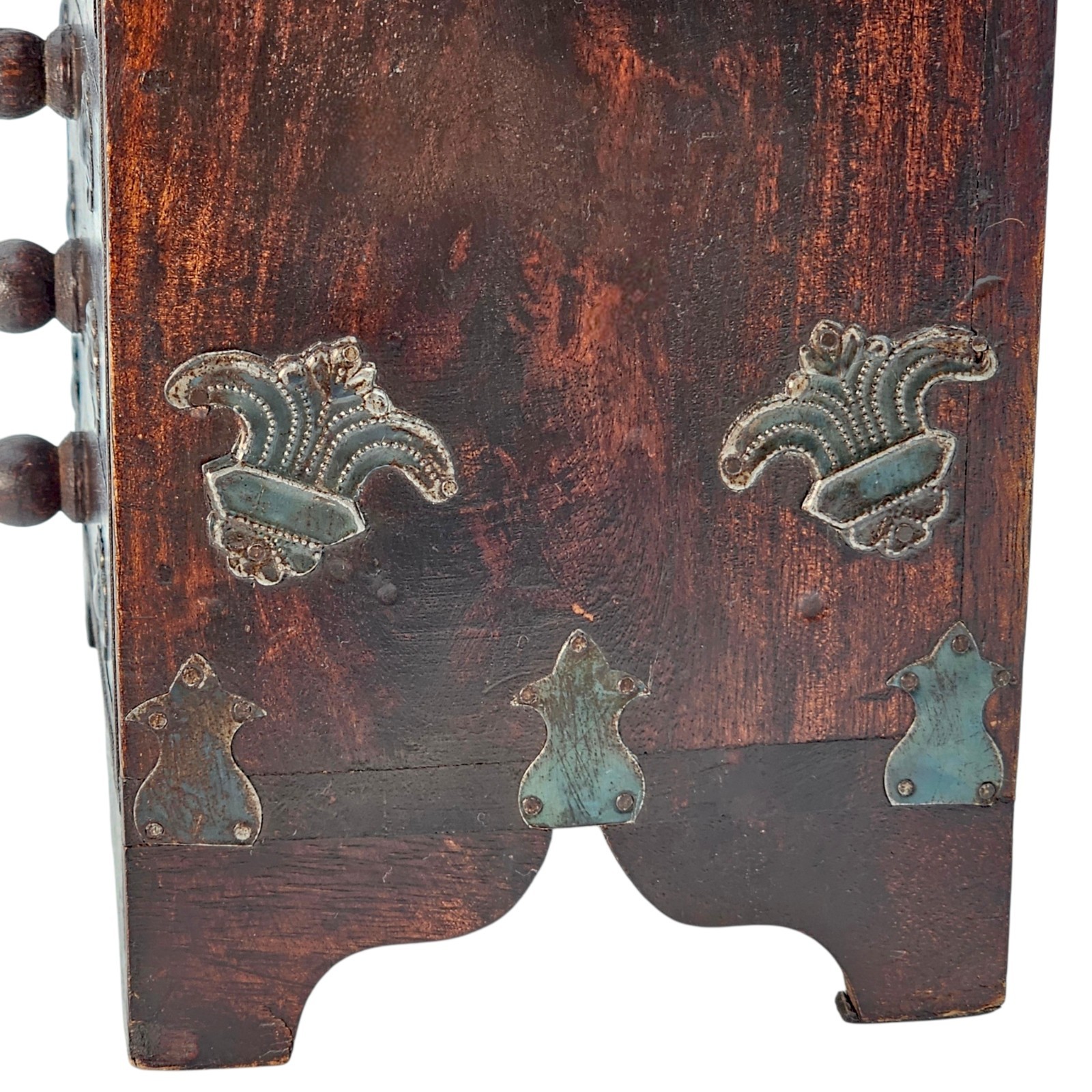 VTG Apothecary Drawer Cabinet 8 Drawer Indian Wood Spice Jewelry Chest (13")