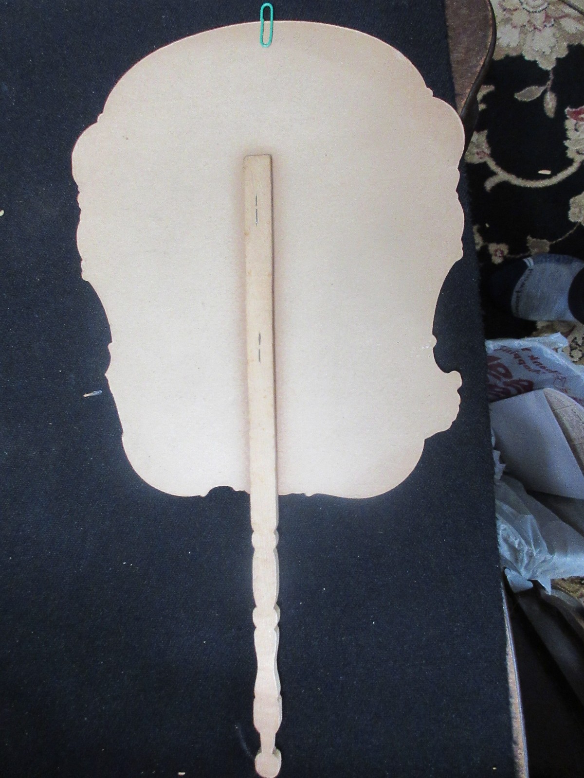 Antique Ernest Saunders Florist Die Cut Advertising Hand Fan