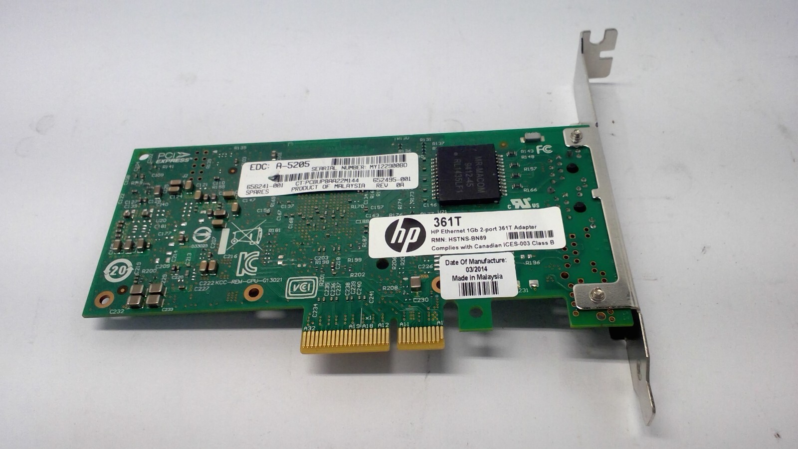 HP 361T Dual Port 1GB Ethernet Adapter Full Height 656241-001