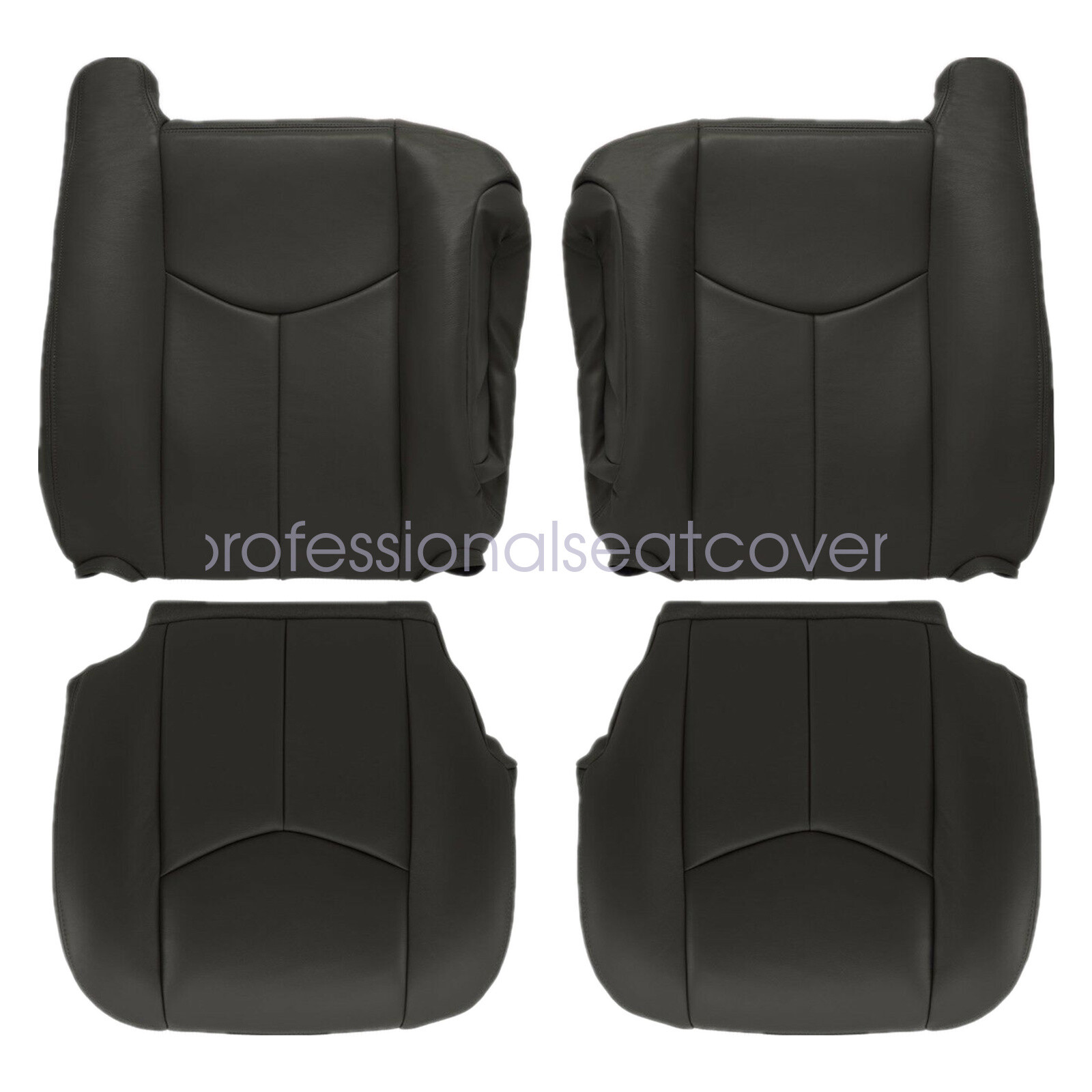 Front Leather Seat Cover & Foam Cushion For 2003-2006 Chevy Silverado Dark Gray