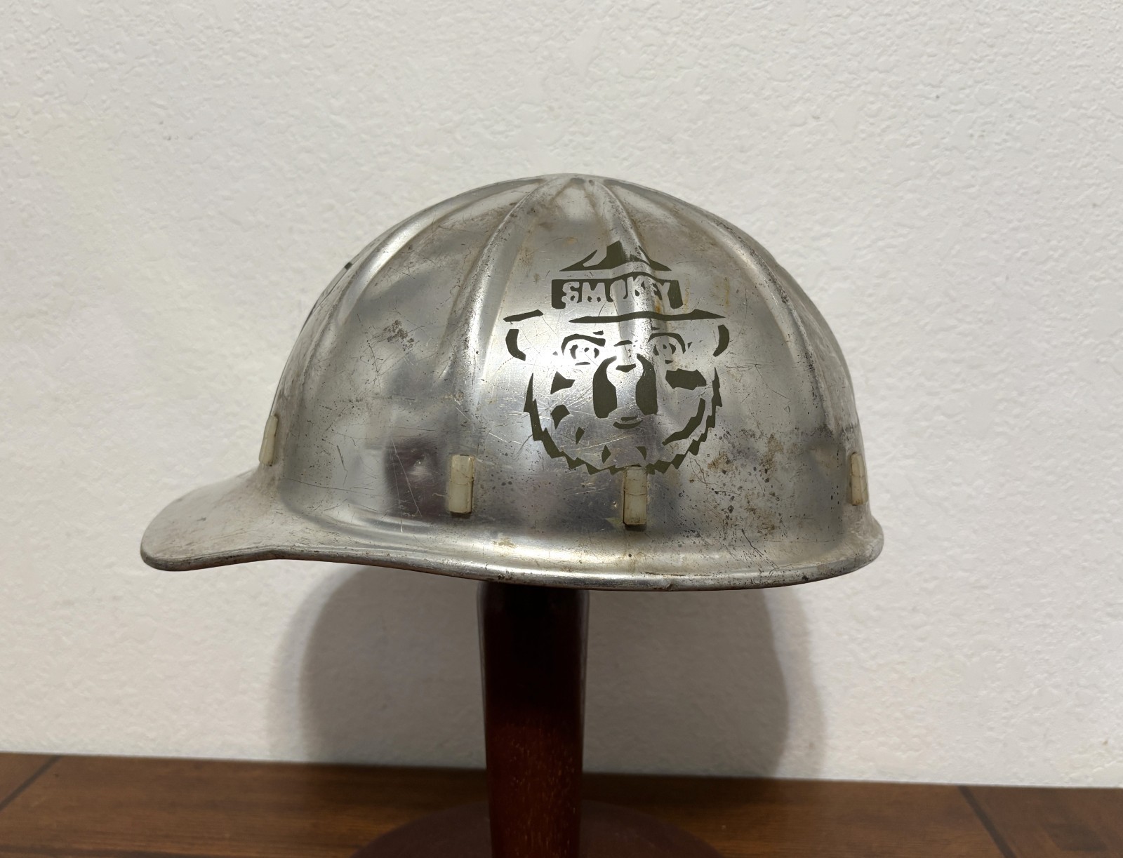 VINTAGE ALUMINUM HARD HAT - US FOREST SERVICE / SMOKEY BEAR