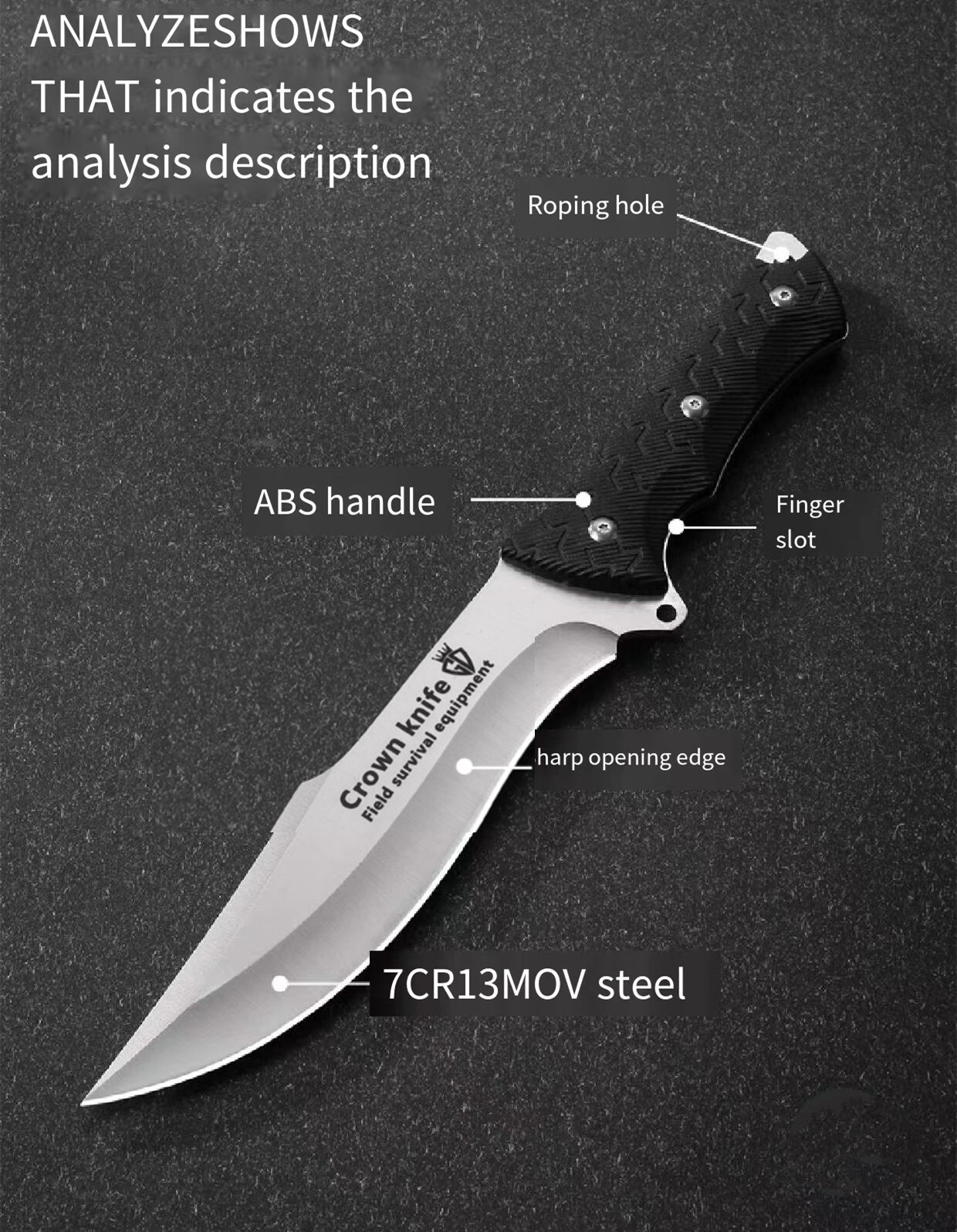 8.85 inch Survival Military Bowie Sharp Fixed Blade Knife Outdoor Skinning knife