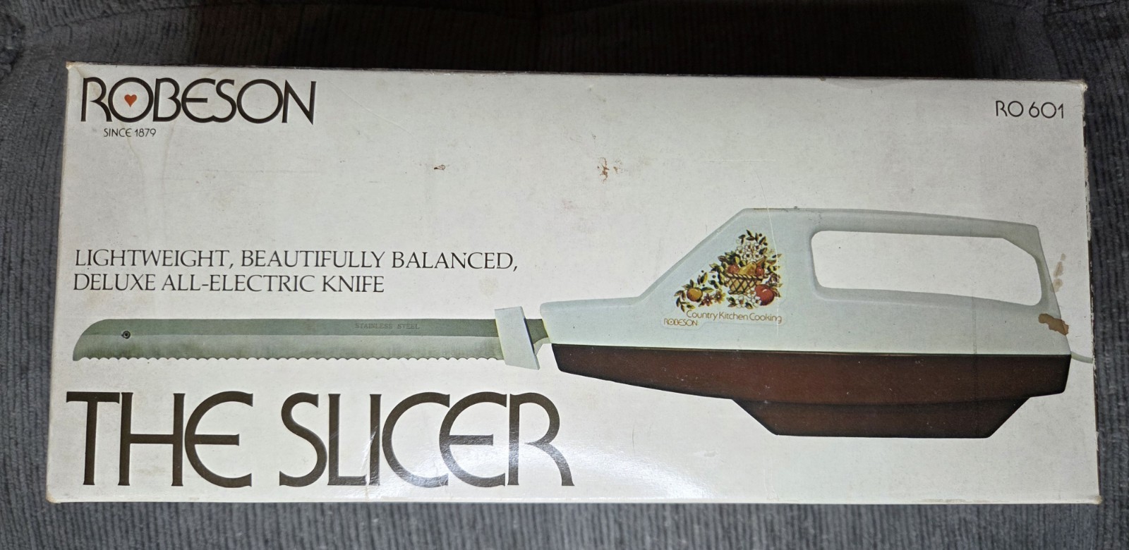 Vintage Robeson The Slicer Lightweight  Balance Deluxe Electric Knife OPEN BOX