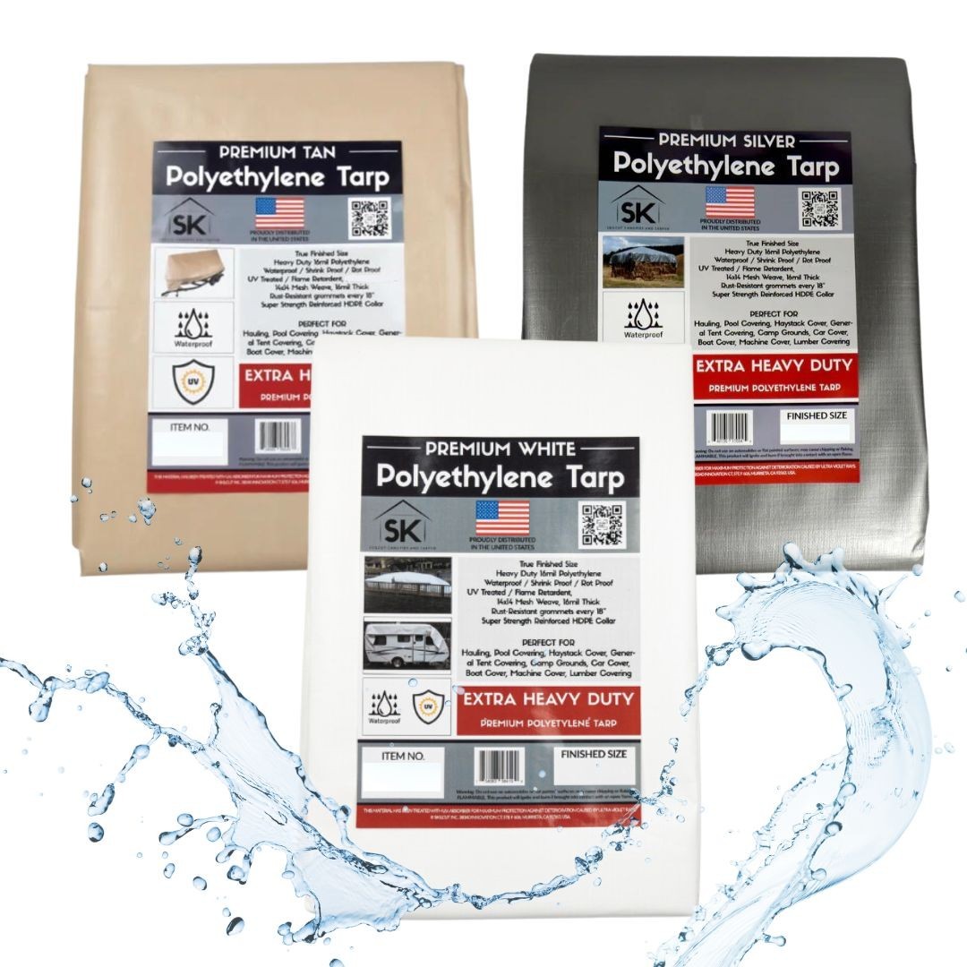 Extreme Heavy Duty Poly Tarp 16mil Canopy Cover TRUE FINISHED SIZE Waterproof UV
