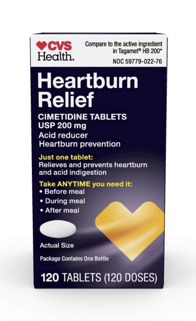 (2) CVS Health Heartburn Relief 200mg (240) Tablets Total EXP 06/26 Cimetidine