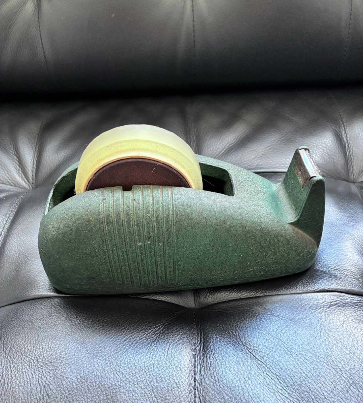 Vintage Industrial Cast Iron Whale Tail Scotch Tape Dispenser Steampunk Art Deco