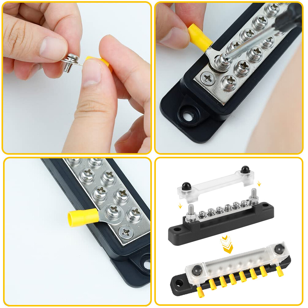 2PCS 150A 12V DC 6 TERMINAL WAY BUS BAR DISTRIBUTION BLOCK FOR CAR MARINE BOAT