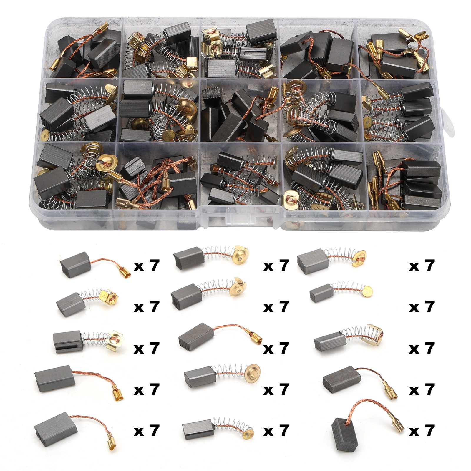 105x 15 Sizes Electric Motor Graphite Carbon Brushes Accessories For Power Tool