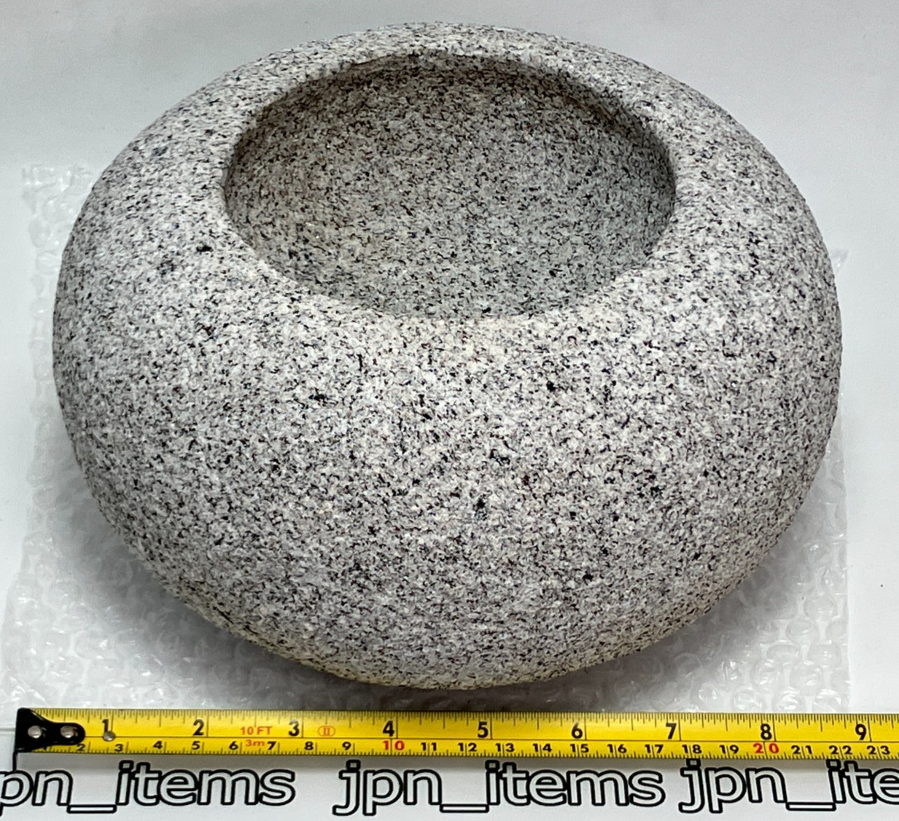 Small Granite Stone Water Bowl 8.6 in Chozubachi Japanese Garden Ornament Statue