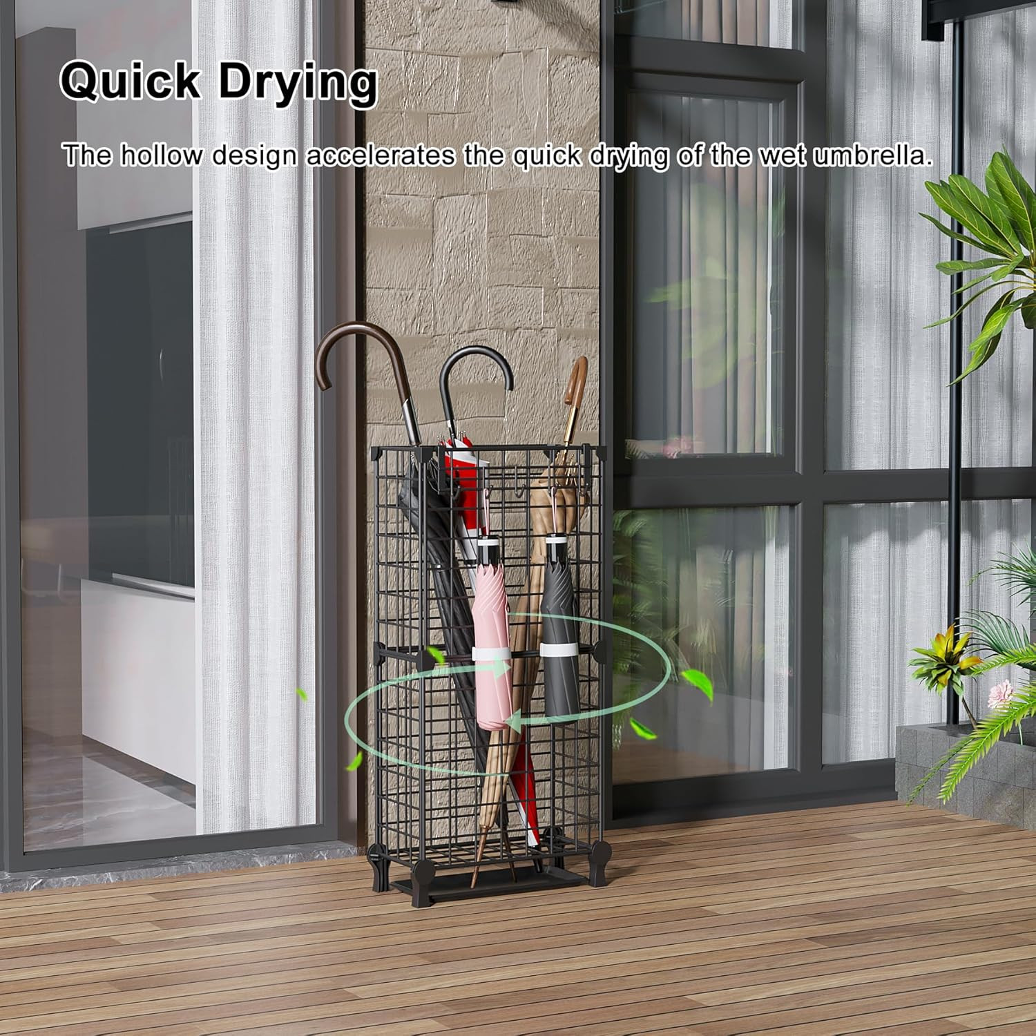 Umbrella Holder Entryway, Umbrella Stand Freestanding, Metal Square Umbrella Rac