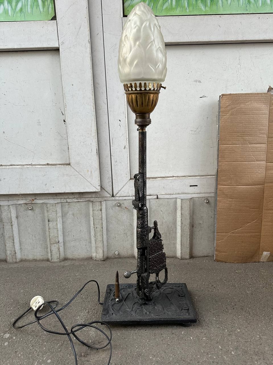 A floor lamp decoration made from a Mosin rifle. WWII military