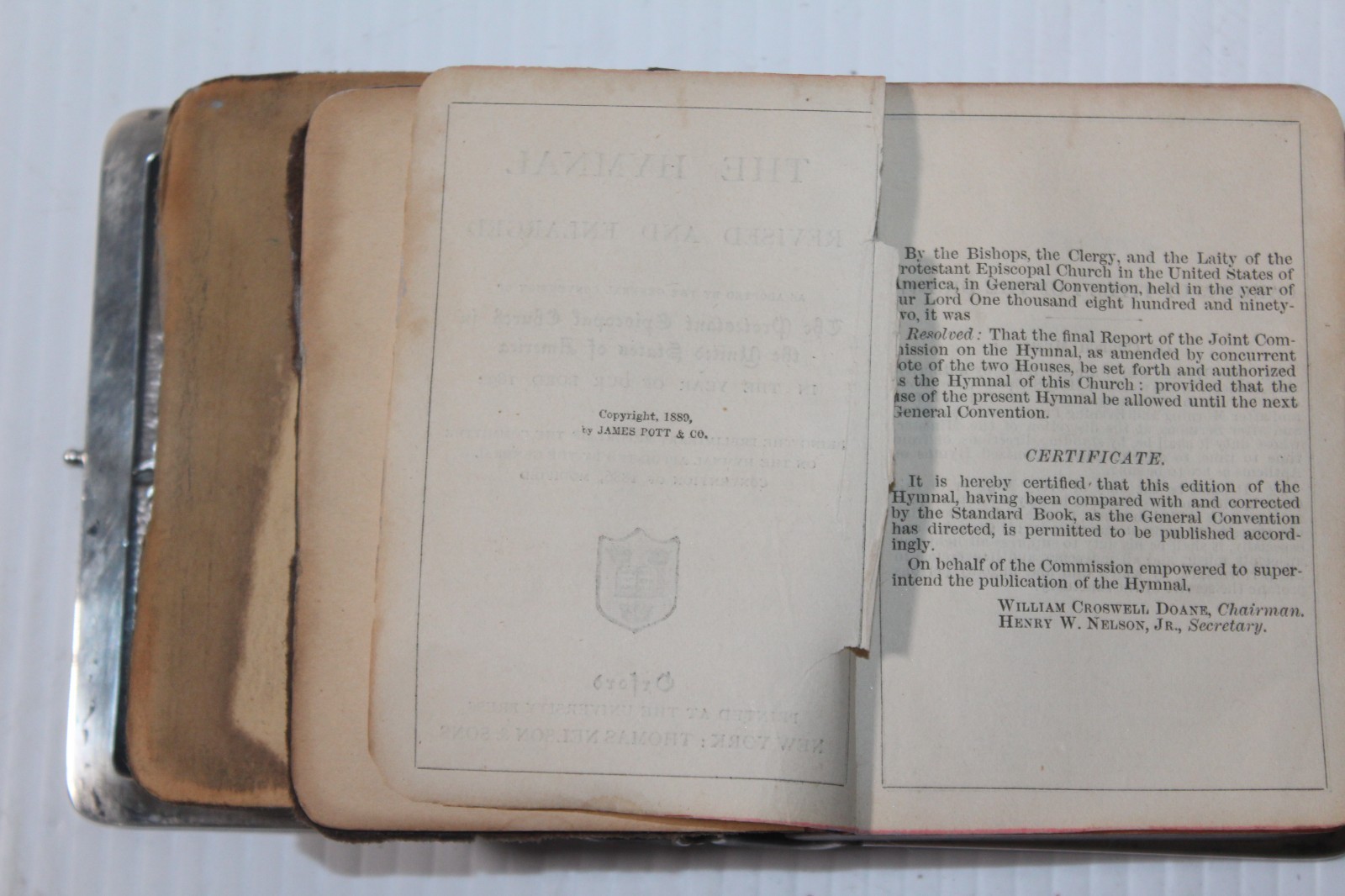 Vtg Sterling Silver .925 Cover Book Of Common Prayer 1892 & Hymns