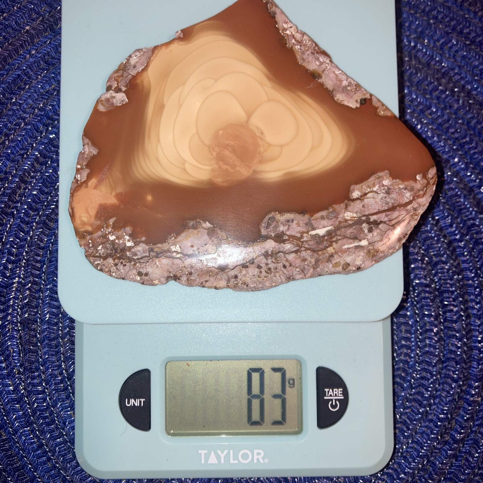 Bruneau Jasper Slab-One Side Polished-Many Orbs And Light Cream Color-2.9oz/83g