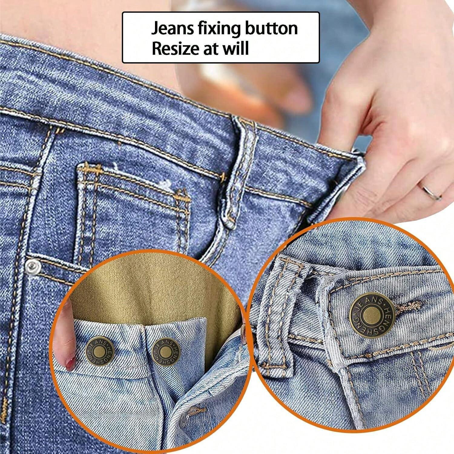 6 PCS Jeans Buttons No Sew Jean Button Replacement with Screwdriver 17mm