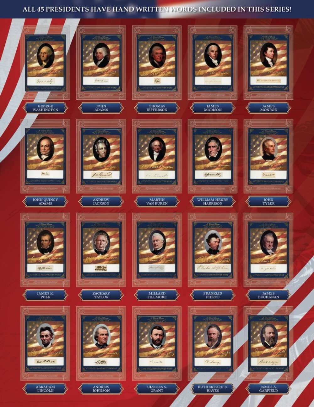 2025 A Word From POTUS Display (10 Sealed Boxes) - Washington Lincoln Jefferson