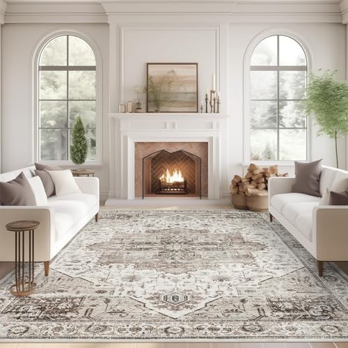 Washable 8x10 Area Rug - Large Soft Rugs for Living Room Vintage Stain