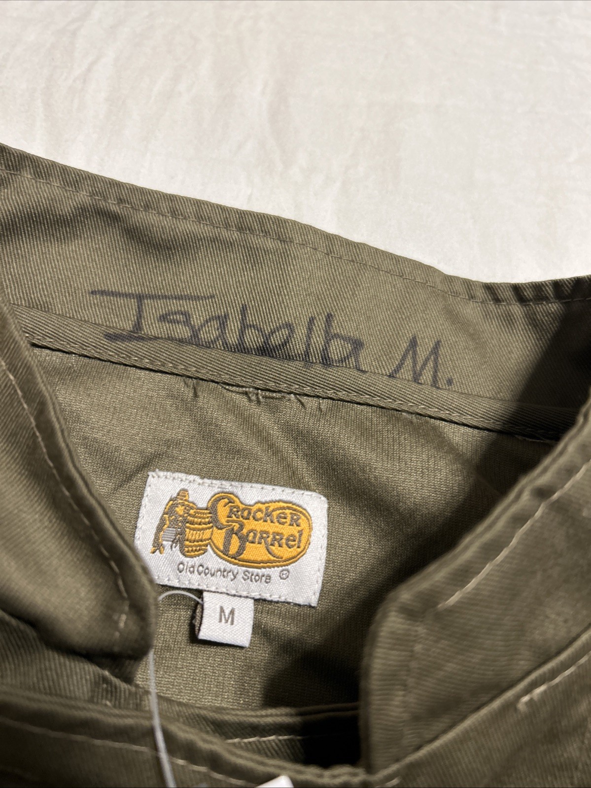 VTG Cracker Barrel Old Country Store Chef Coat Restaurant Uniform Green Medium