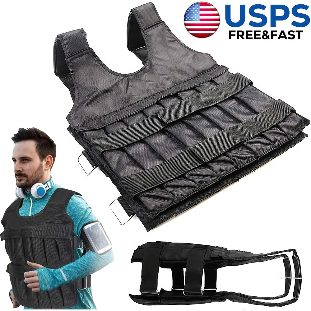 Exercise Weighted Vest Fitness Training Workout Sport 110lbs Weighted Adjustable