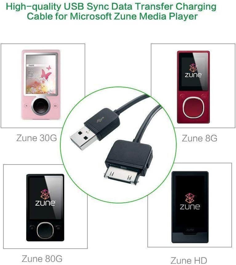 Sync Data Charger Cable Cord for Microsoft Zune MP3 Player 120GB 80GB HD