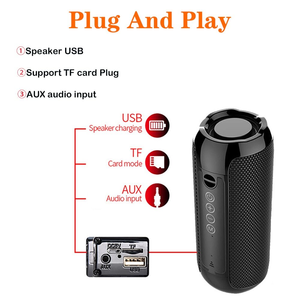 Bluetooth Wireless Portable Speaker Waterproof Stereo Bass USB TF FM Radio LOUD