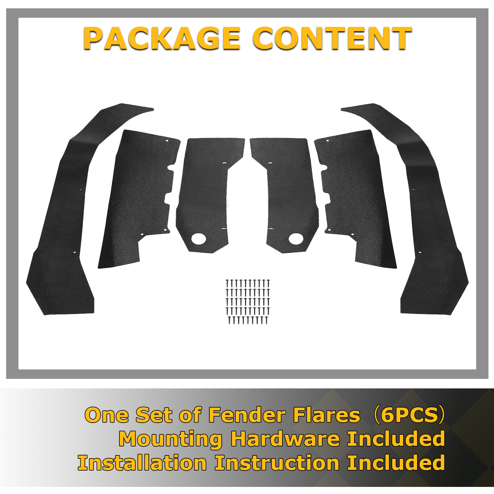 6PCS Fender Flares Overfenders For Yamaha Wolverine RMAX2 1000 2021-2024 Black