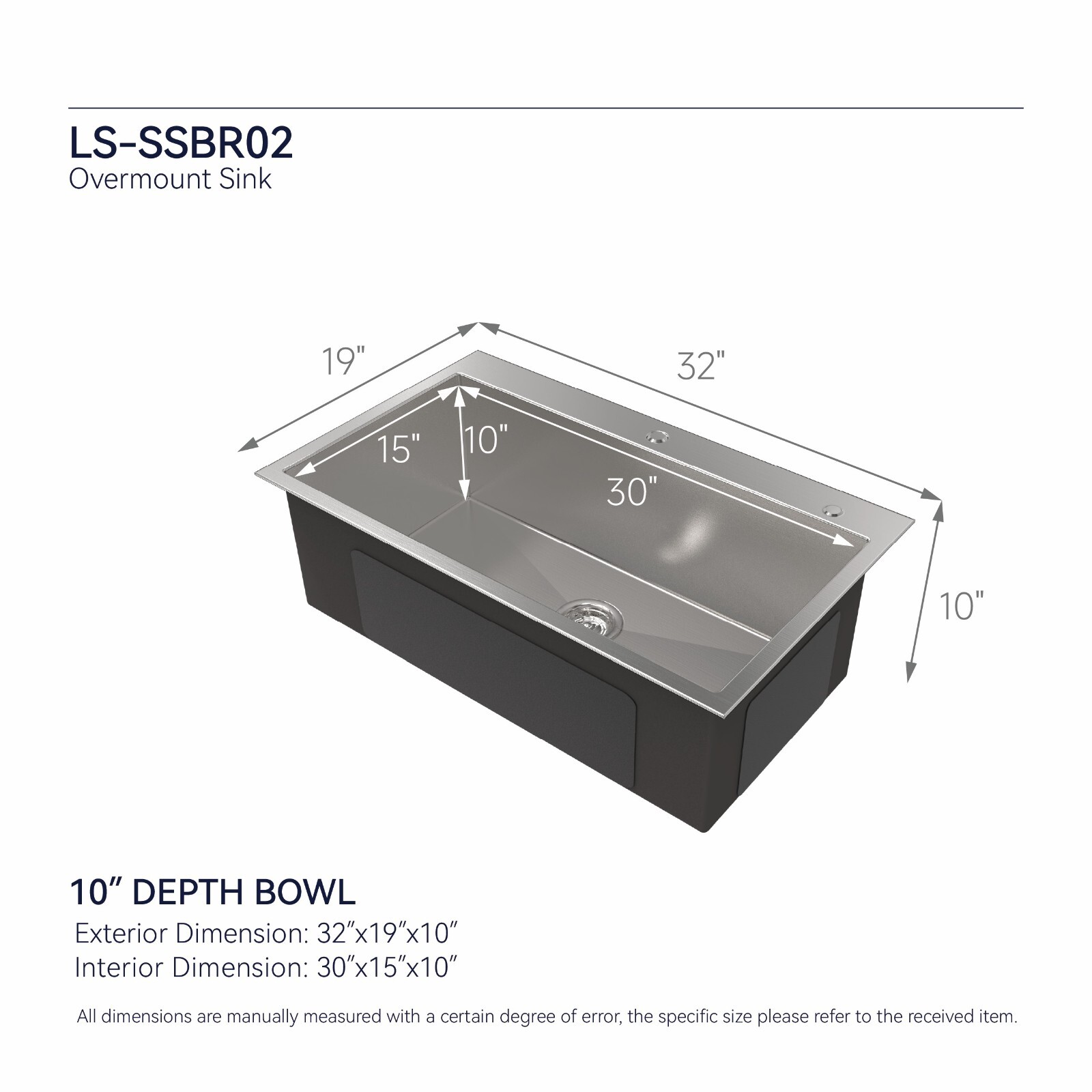 COZY Stainless Steel Kitchen Sink, 32" Single Bowl Brushed Nickel SSBR02