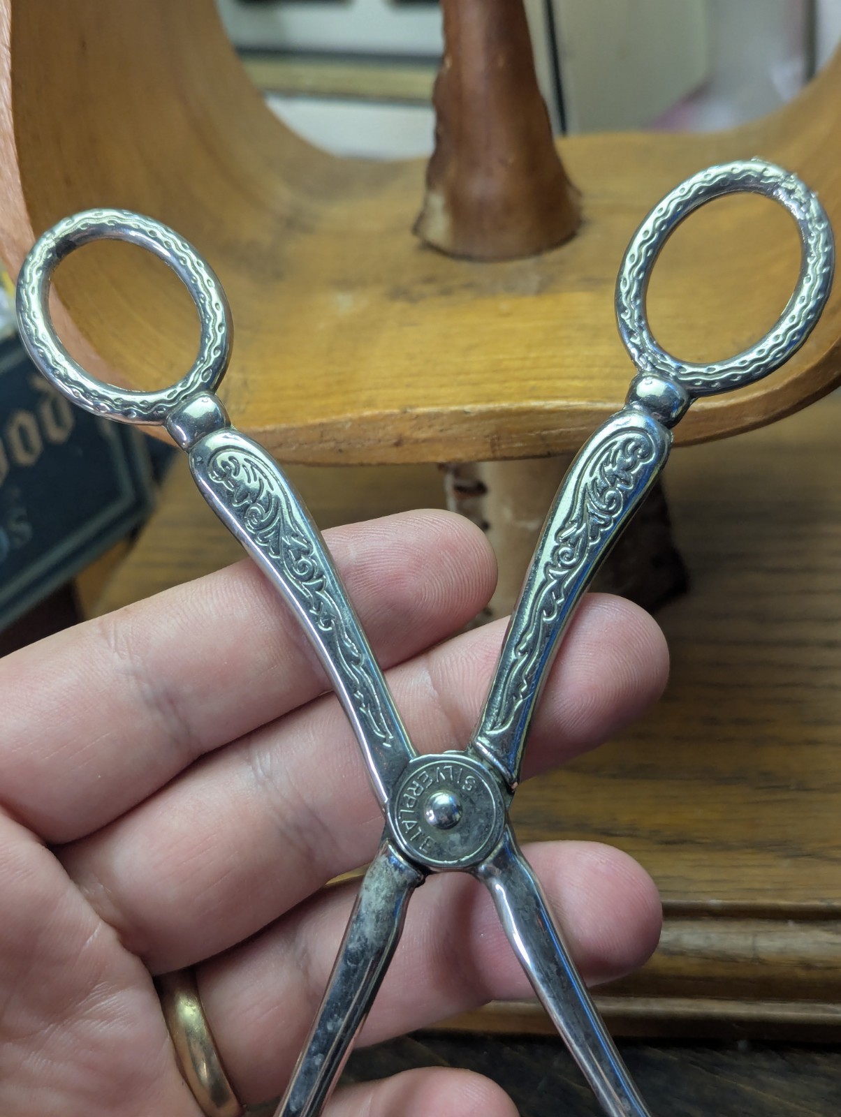 Silverplate Zinc Alloy Salad Tongs Vintage Ornate Dessert Service SEPARATED 8.5"