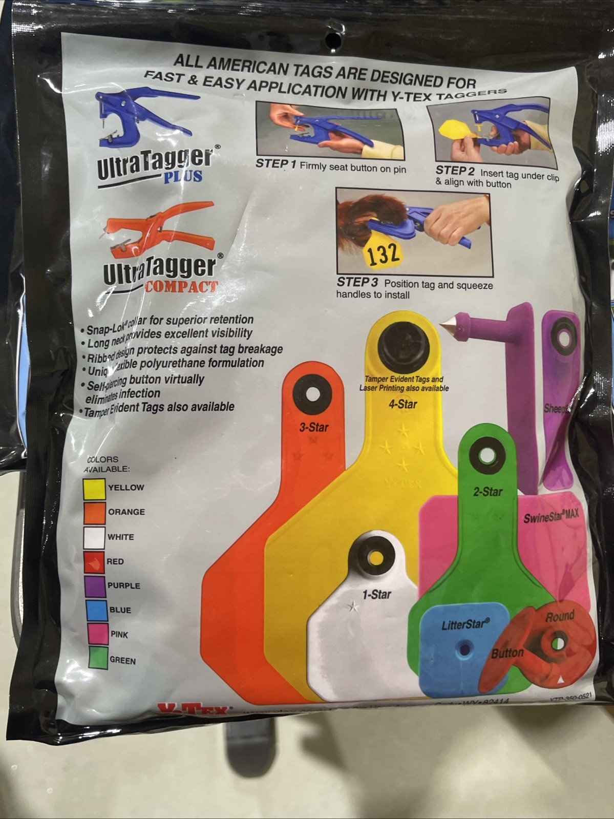 Y-Tex 4 Star Large Cattle Tags 25 Pack, 2 Piece Ear Tag System, Red AA, 101-125