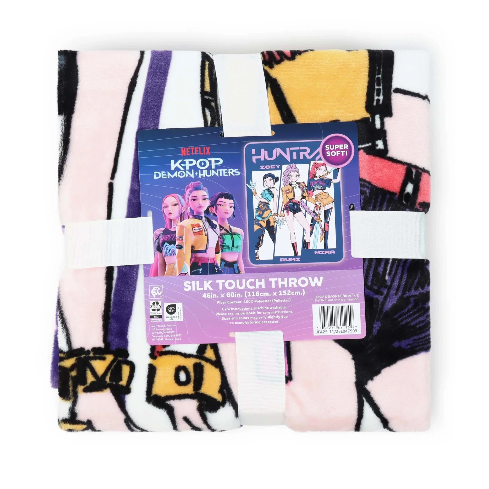 KPOP Demon Hunters Huntrix -Kids Throw White Blanket - Twin/Full 46"x 60" - NEW