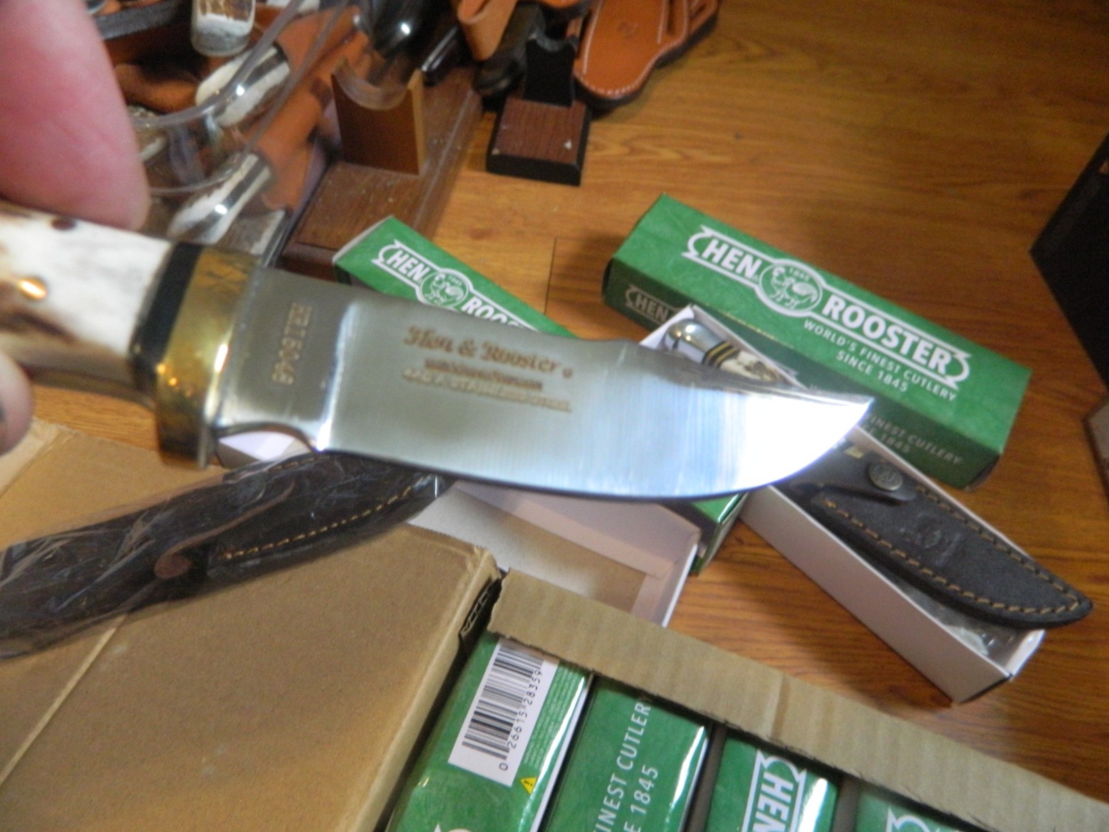 HEN & ROOSTER Fixed Blade KNIFE Stag Handle w/ Original Leather Sheath HR-5048