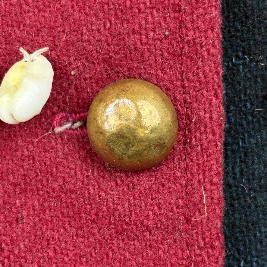 Antique Native American Wool Vest w Old Beaded Detail Cloth Lining Conch Shells