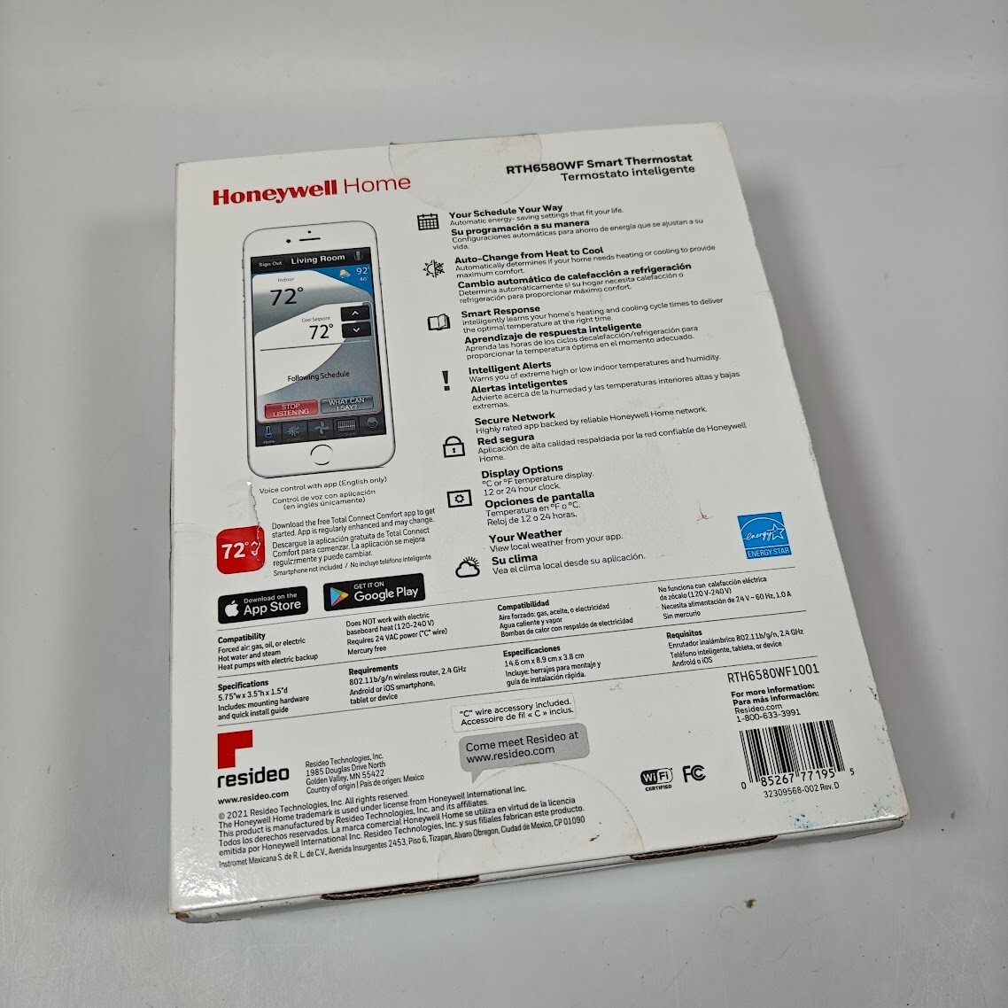 Honeywell Home RTH6580WF Smart Programmable Wi-Fi Thermostat, NEW