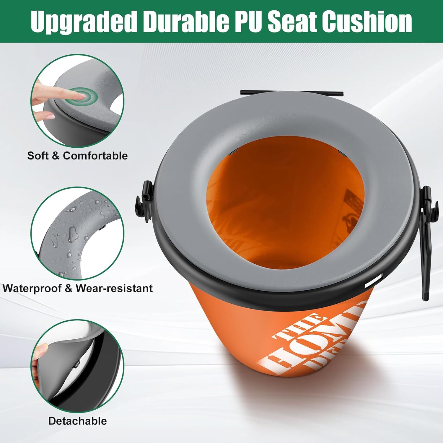 5 Gal Bucket Toilet Seat with Cushion, Storage Bags and Disposable Toilet Bags