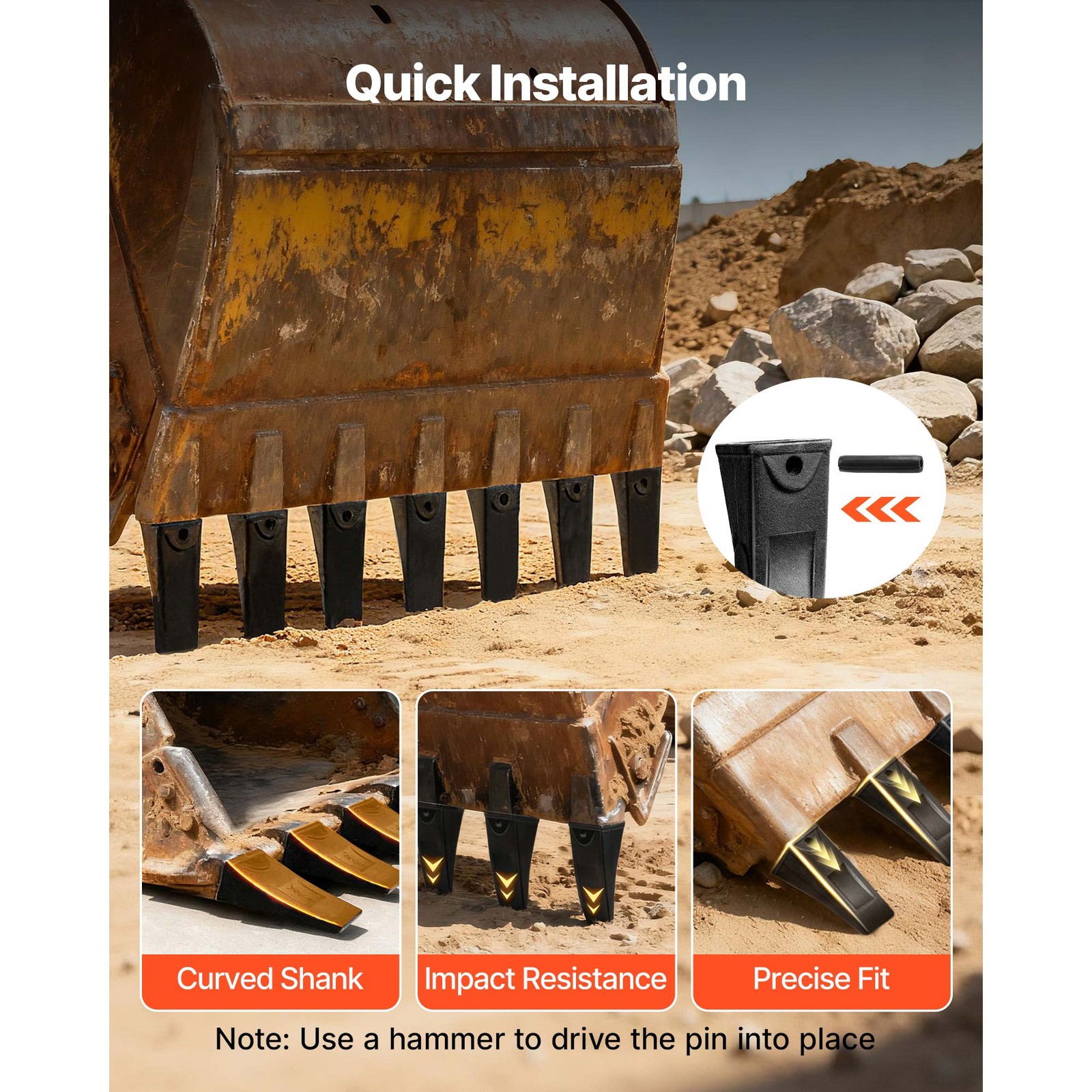 Uimoso 4 Pack X156L Bucket Teeth 5.3" with Pins for Excavator Skid Steer Backhoe