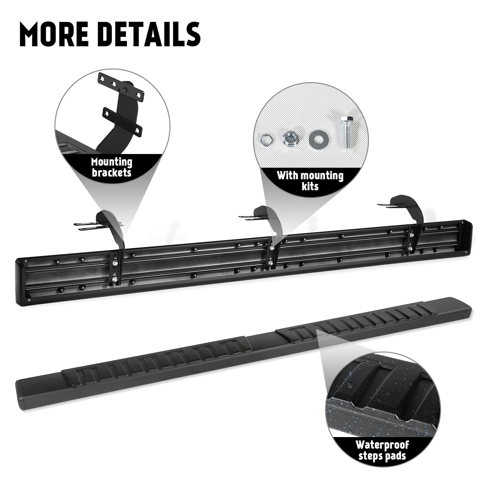 For 19-23 Dodge Ram 1500 Crew Cab 6Ft Running Board Side Step Bars